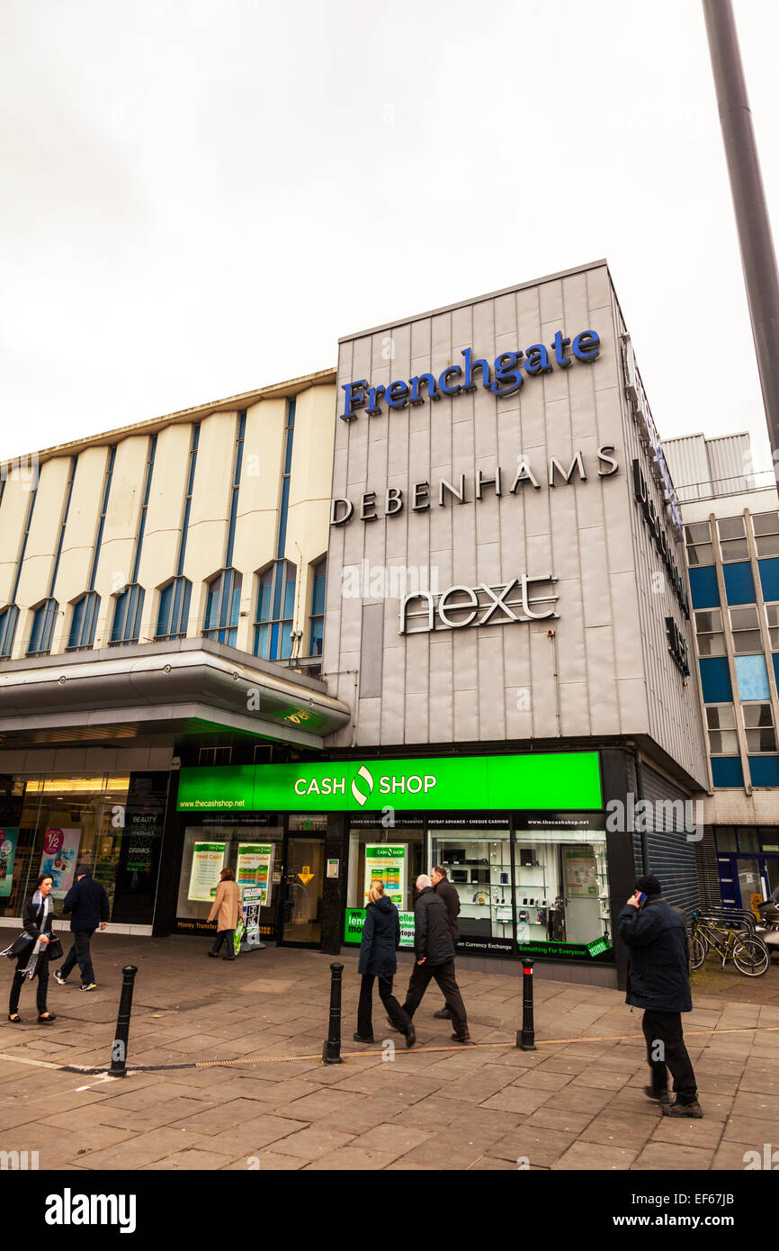 Doncaster Town Frenchgate shopping centre Next Debenhams exterior street view facade outside South Yorkshire UK England Stock Photo