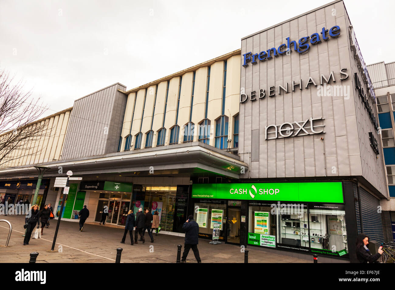 Doncaster Town Frenchgate shopping centre Next Debenhams exterior street view facade outside South Yorkshire UK England Stock Photo