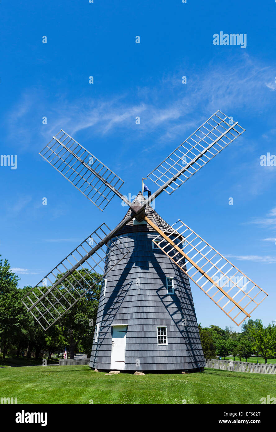 The Old Hook Windmill in the village of East Hampton, Suffolk County, Long Island , NY, USA Stock Photo