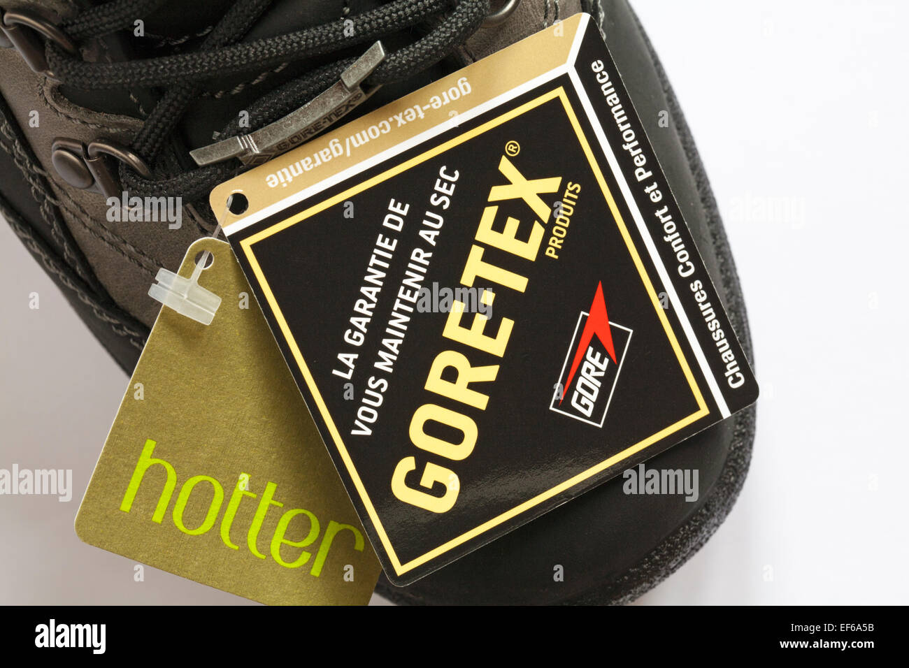 labels on Hotter Gore-tex boots guaranteed to keep you dry Goretex