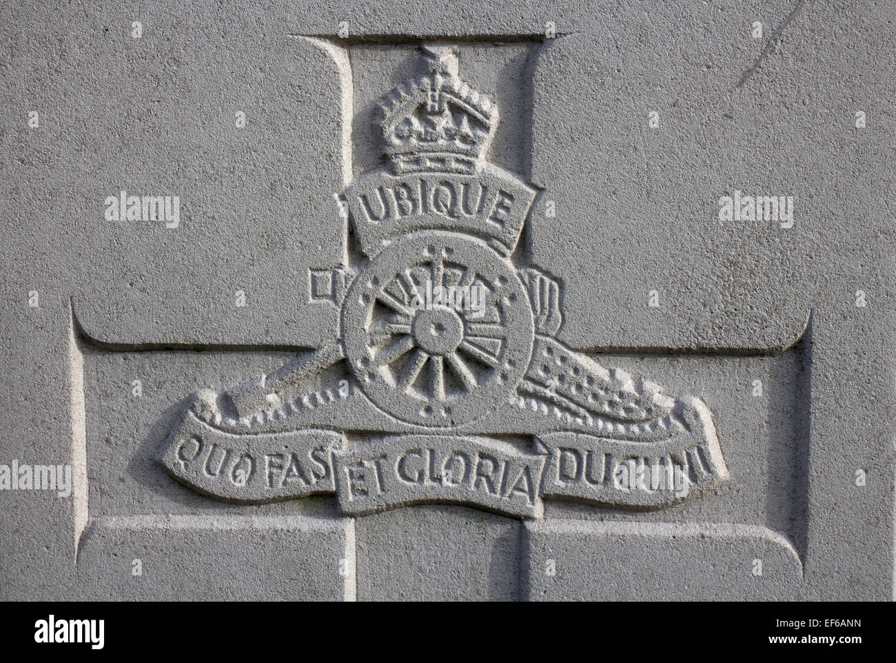 Royal Artillery emblem on a war grave Stock Photo
