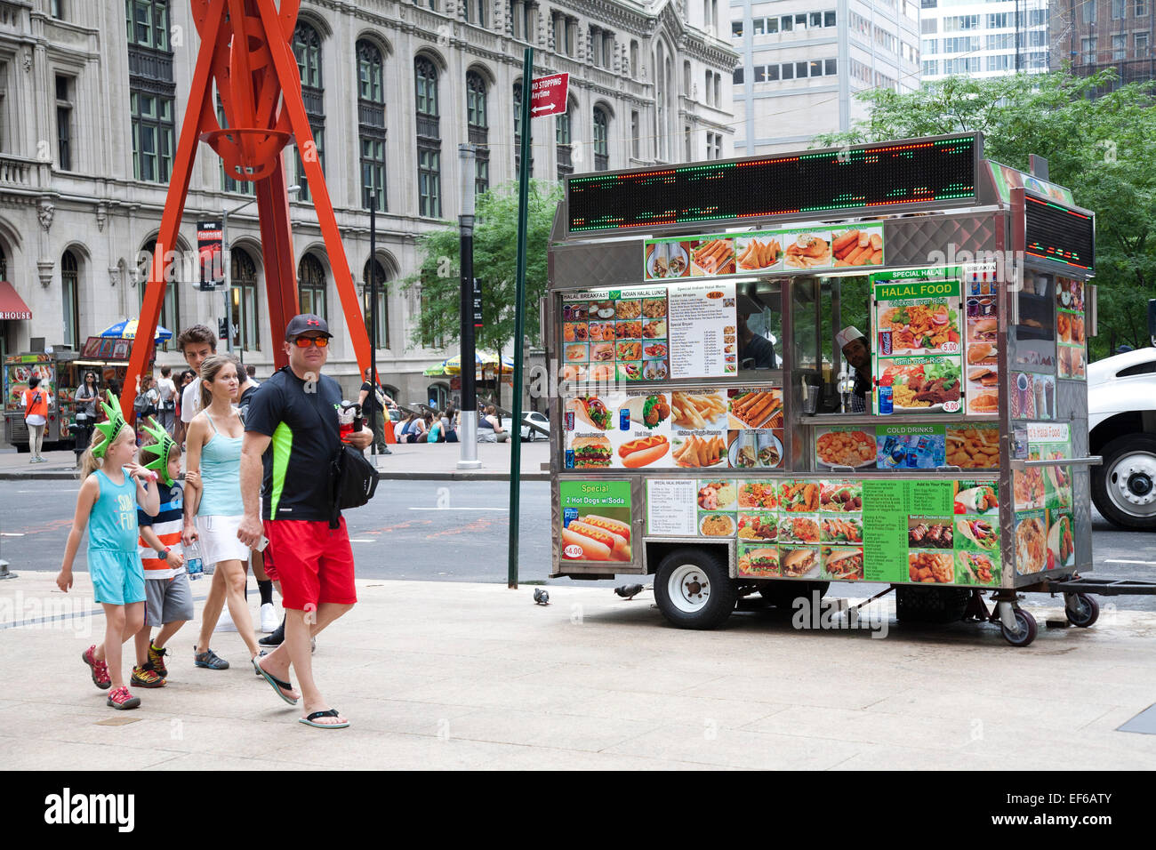 mobile food vendor, Broadway and Liberty street, financial district, Manhattan, New York, USA, America Stock Photo