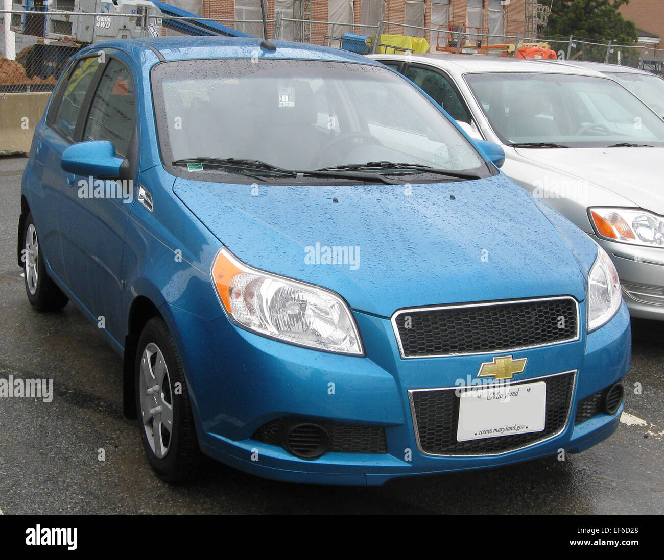 2009 Chevrolet Aveo LT in Blue - Drivers Side Profile Stock Photo