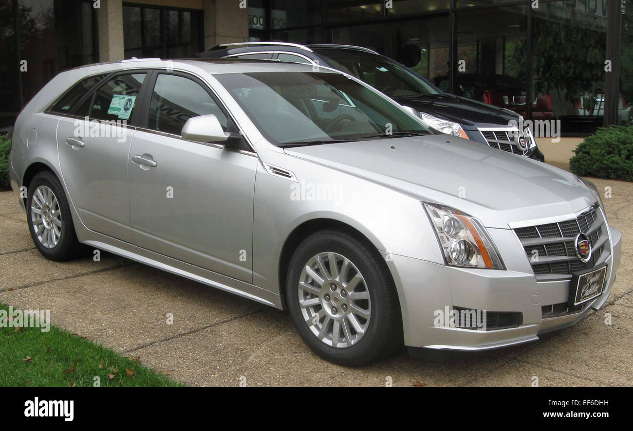 2010 Cadillac CTS wagon front    10 30 2009 Stock Photo