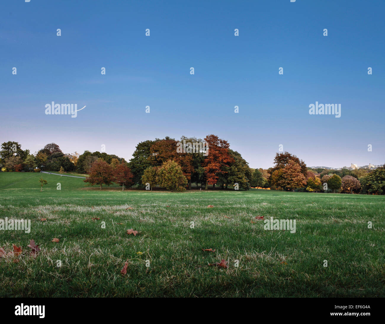 Brockwell Park, near Herne Hill and Brixton in south London, at dusk. Stock Photo