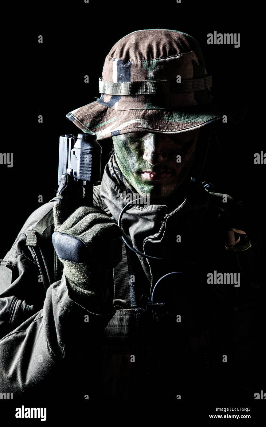 Jagdkommando soldier with pistol Stock Photo