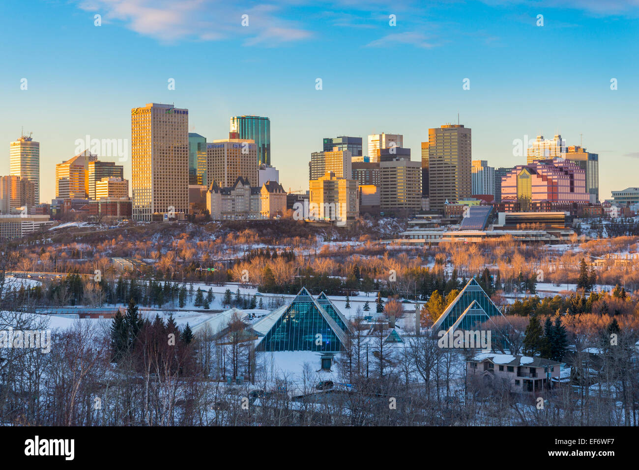 The Edmonton skyline in winter, Edmonton, Alberta, Canada Stock Photo