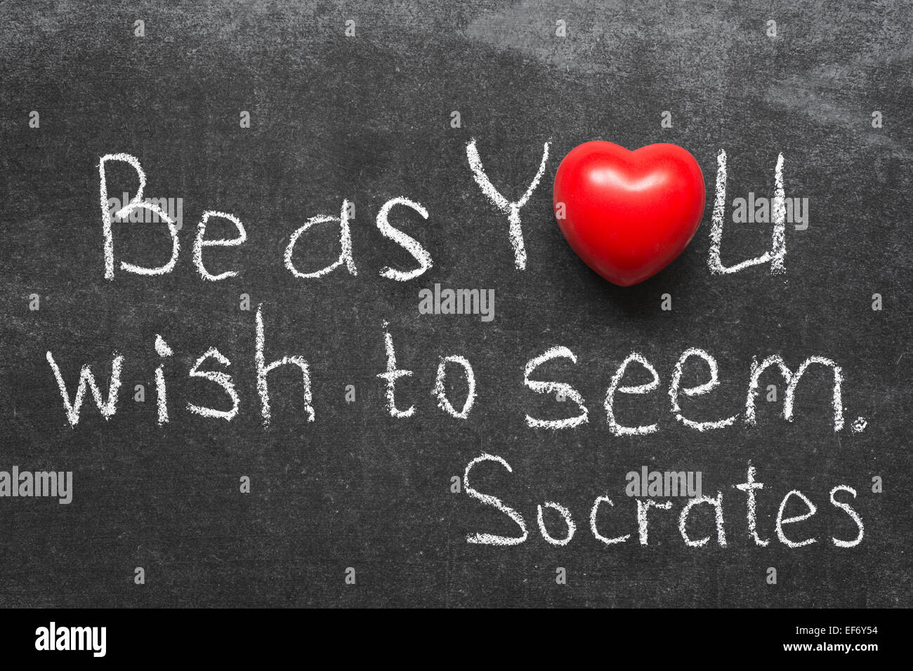 Be as you wish to seem - ancient Greek philosopher Socrates quote interpretation handwritten on blackboard Stock Photo