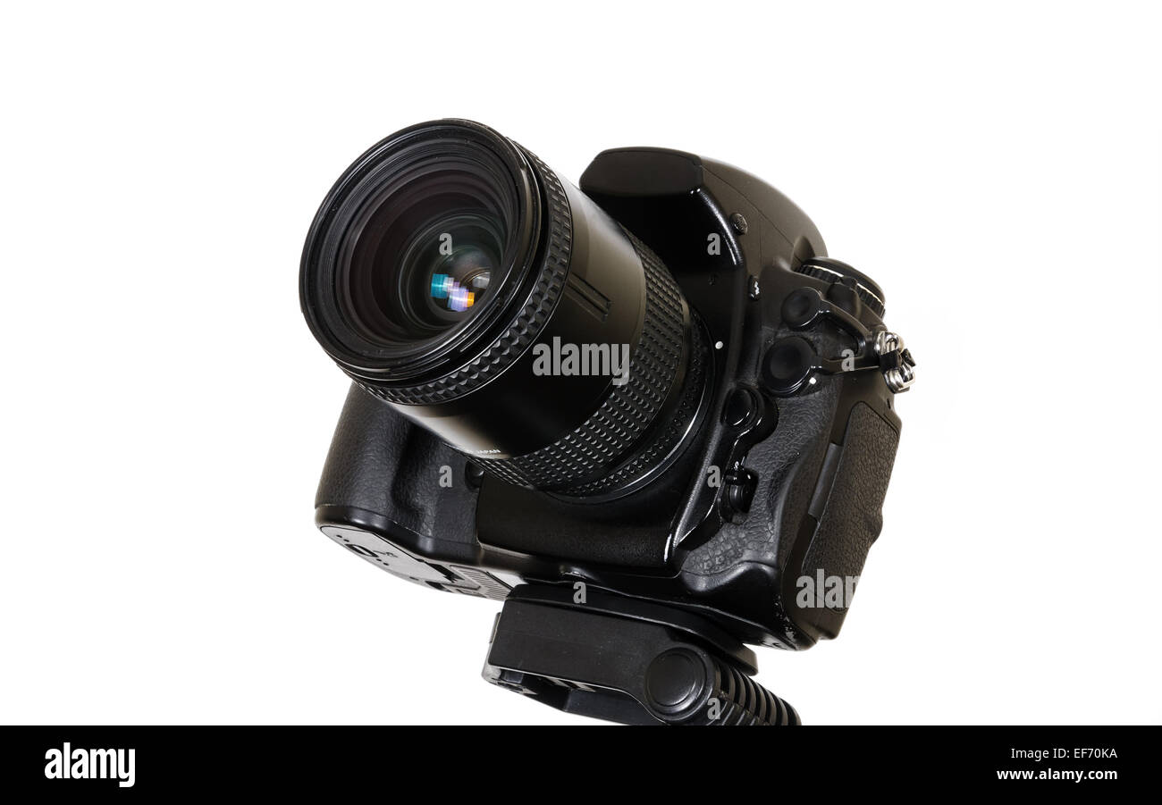Professional digital black camera isolated on white background Stock ...