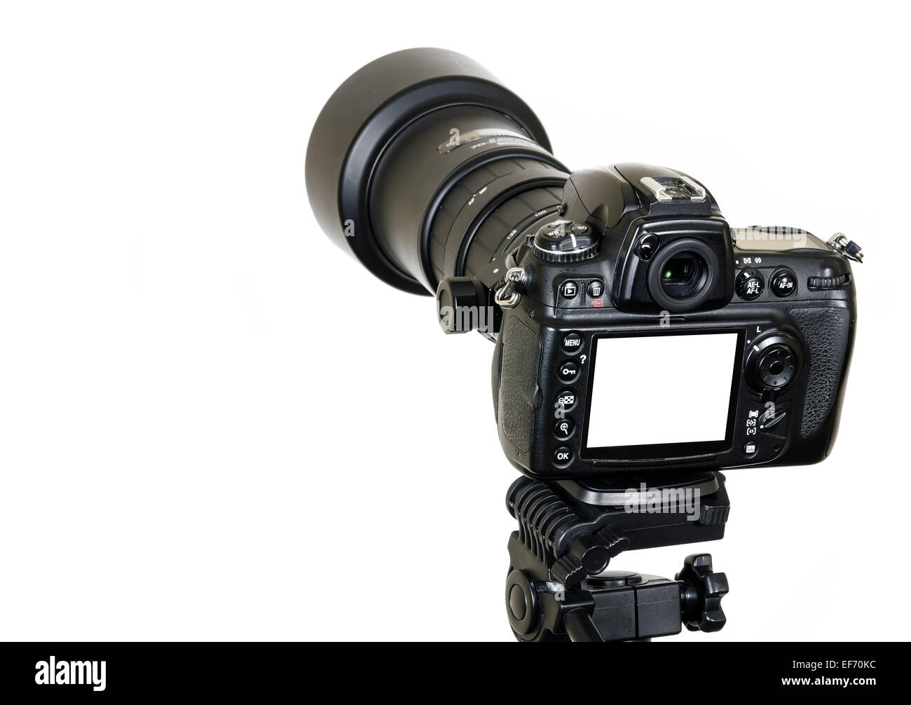 Professional digital black camera isolated on white background Stock ...