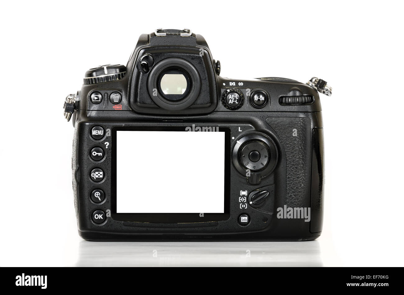 Professional digital black camera isolated on white background Stock Photo