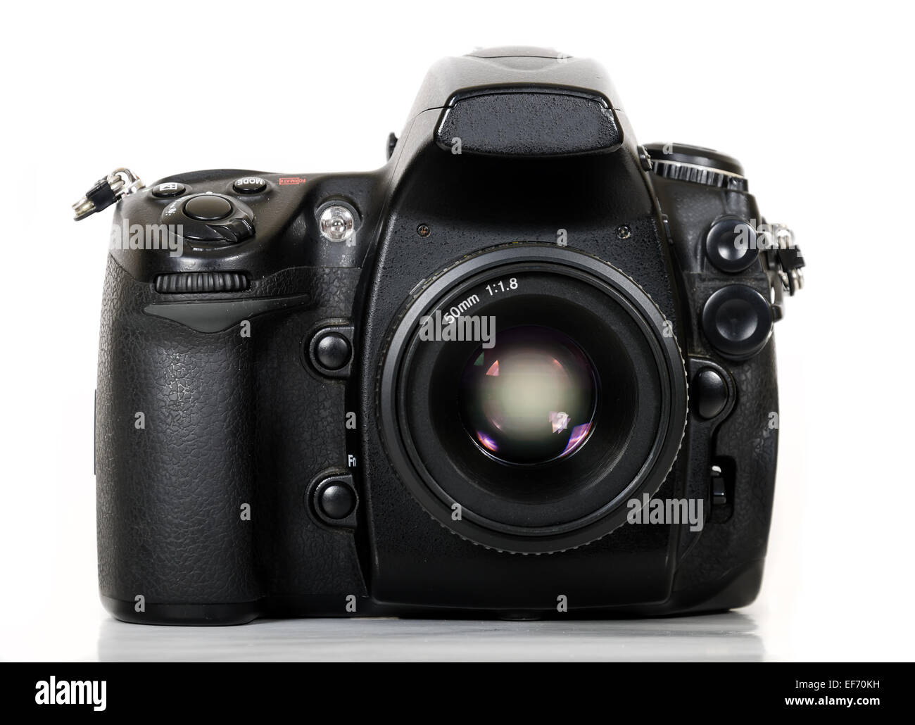 Professional digital black camera isolated on white background Stock Photo