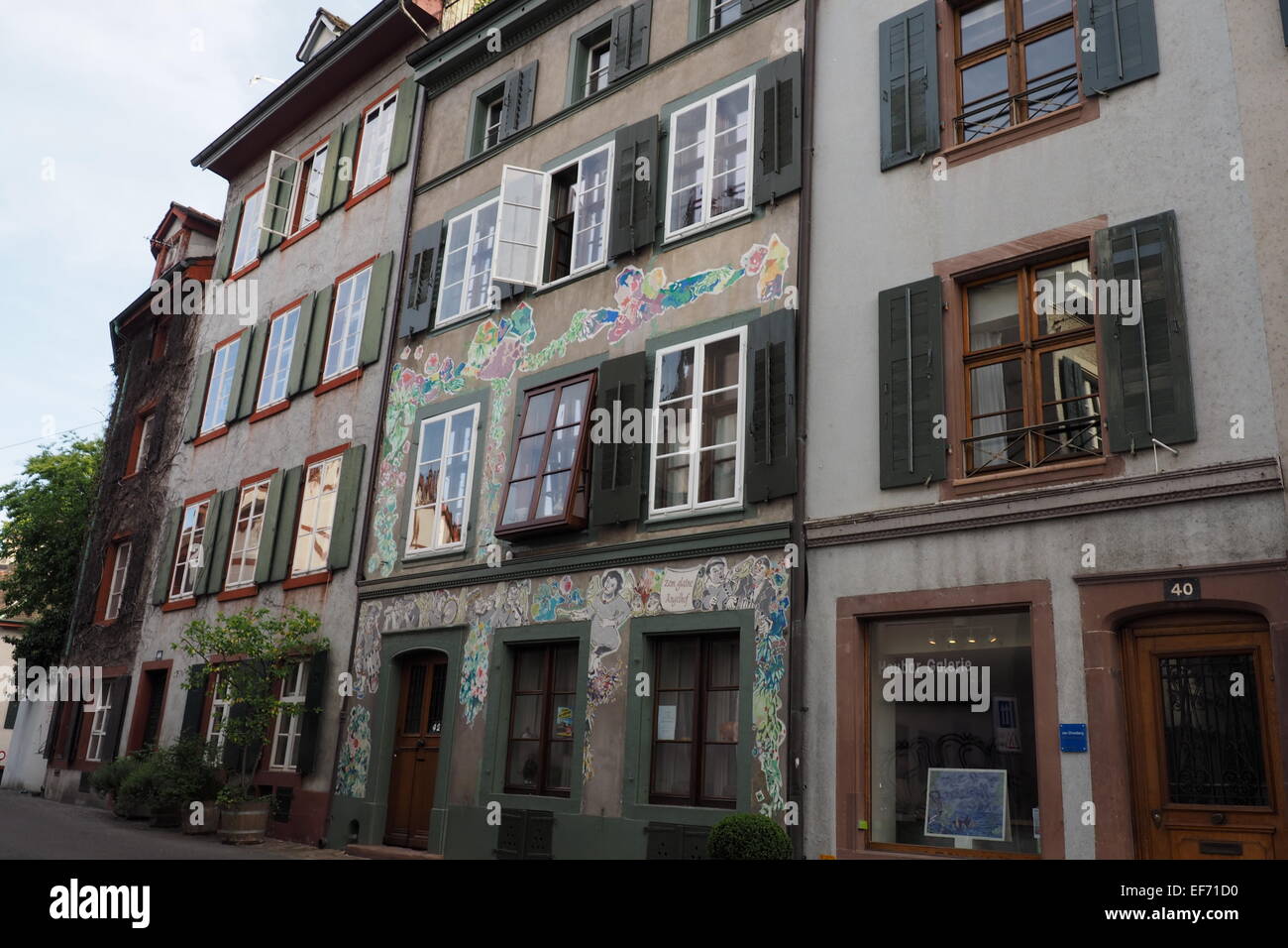 Street facade of homes in Basel, Switzerland Stock Photo Alamy