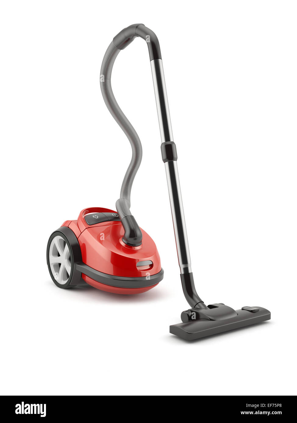 3d render of red vacuum cleaner isolated on white background Stock Photo