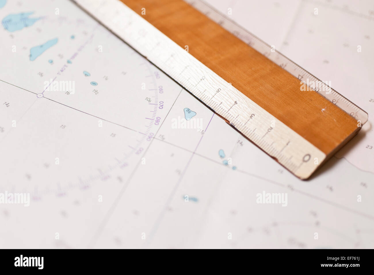 close up of a nautical chart Stock Photo