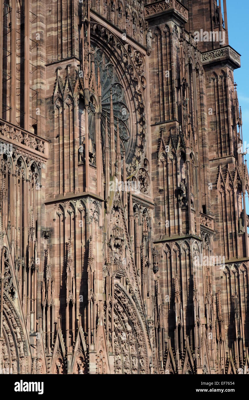 Front facade of Strasbourg Cathedral, Strasbourg France. Stock Photo