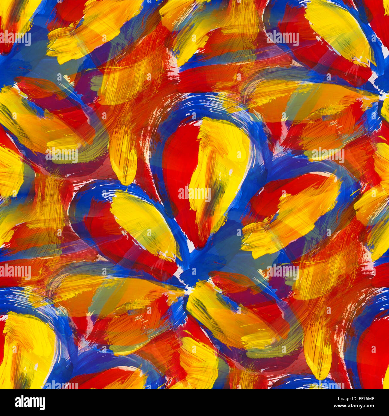 bright red blue yellow abstract background seamless gouache Stock Photo
