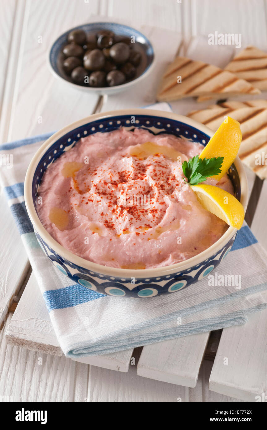 Taramasalata. Fish roe salad dip. Stock Photo