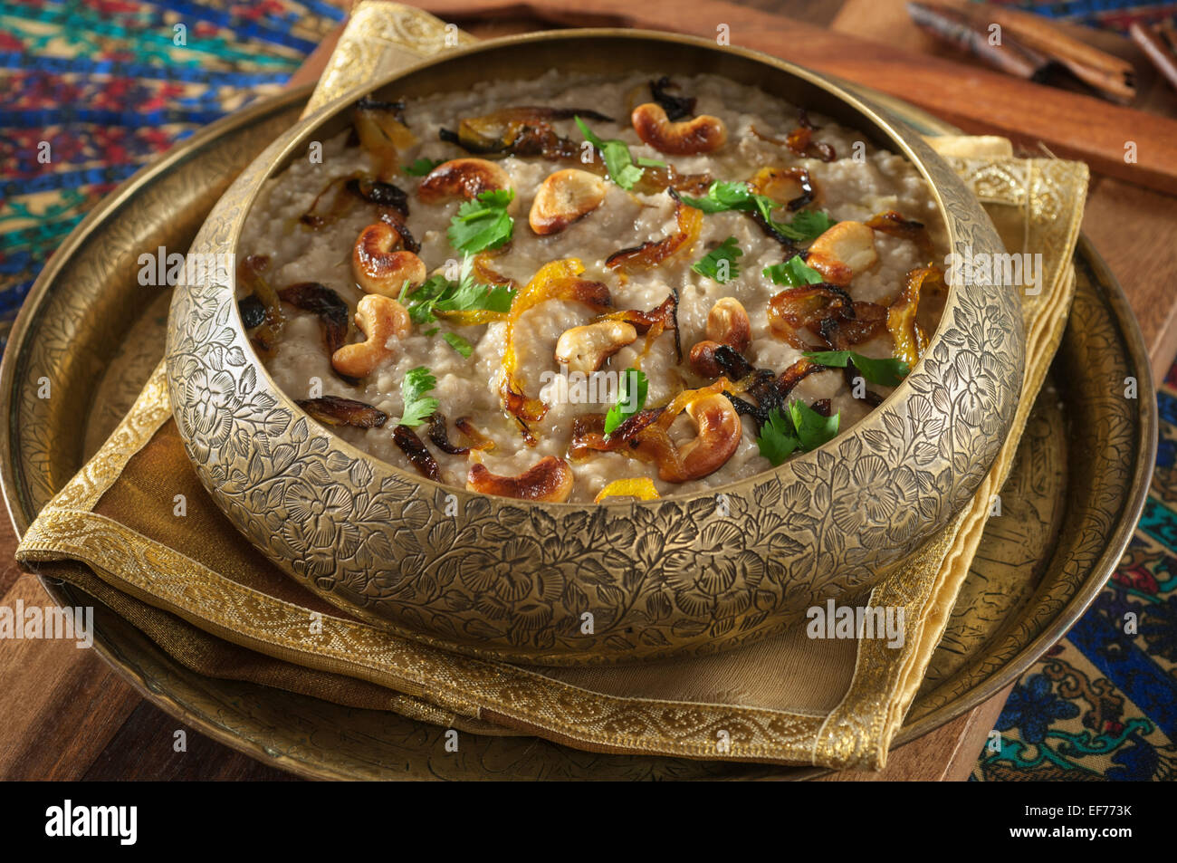 Harees. Spiced wheat and chicken dish. Middle East Stock Photo