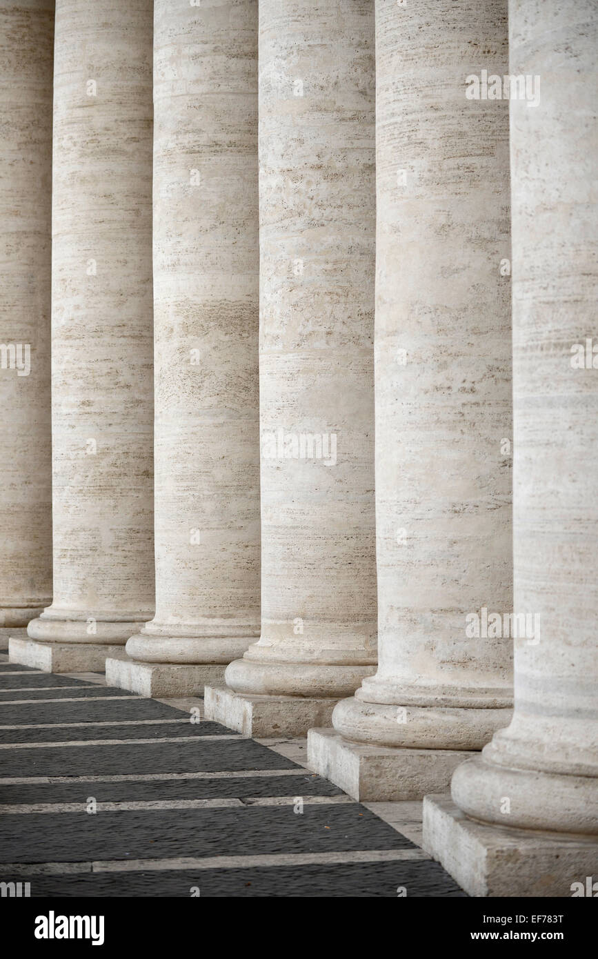 Travertine columns in St Peter's Square Rome Italy Stock Photo