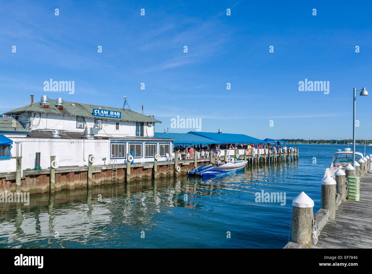 Waterfront restaurant in the village of Greenport, Suffolk County, Long