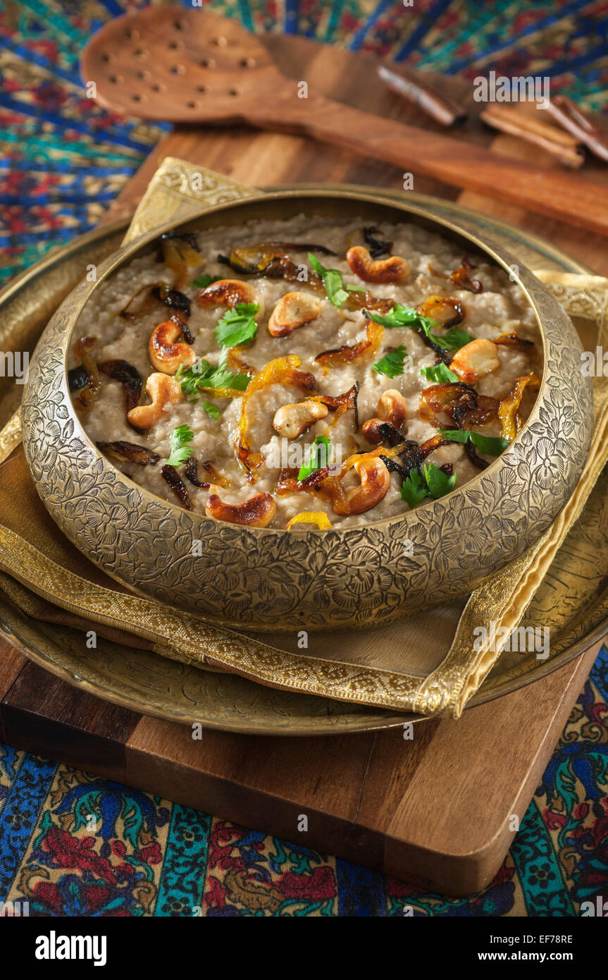 Harees. Spiced wheat and chicken dish. Middle East Stock Photo