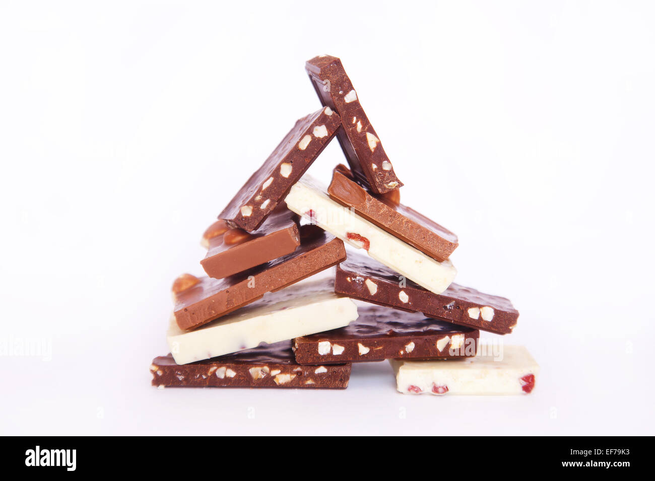 Pieces of chocolate on the table Stock Photo