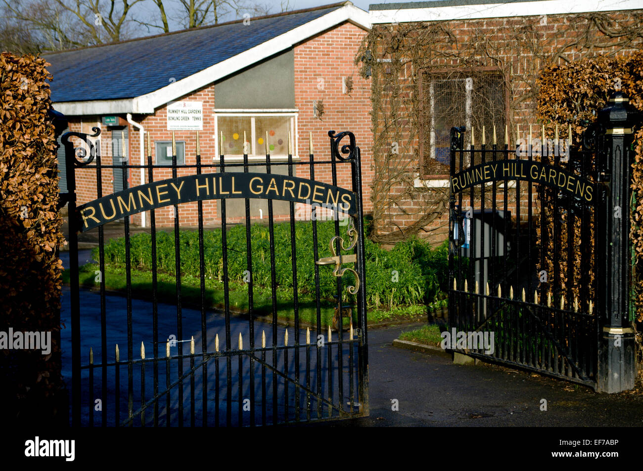 Gateway to Rumney Hill Gardens, Rumney, Cardiff, South Wales, UK Stock