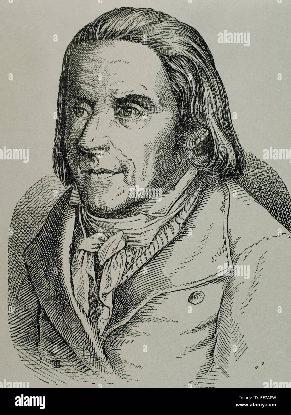 Johann Heinrich Pestalozzi (1746-1827). Swiss pedagogue and educational reformer. Portrait. Engraving. Stock Photo
