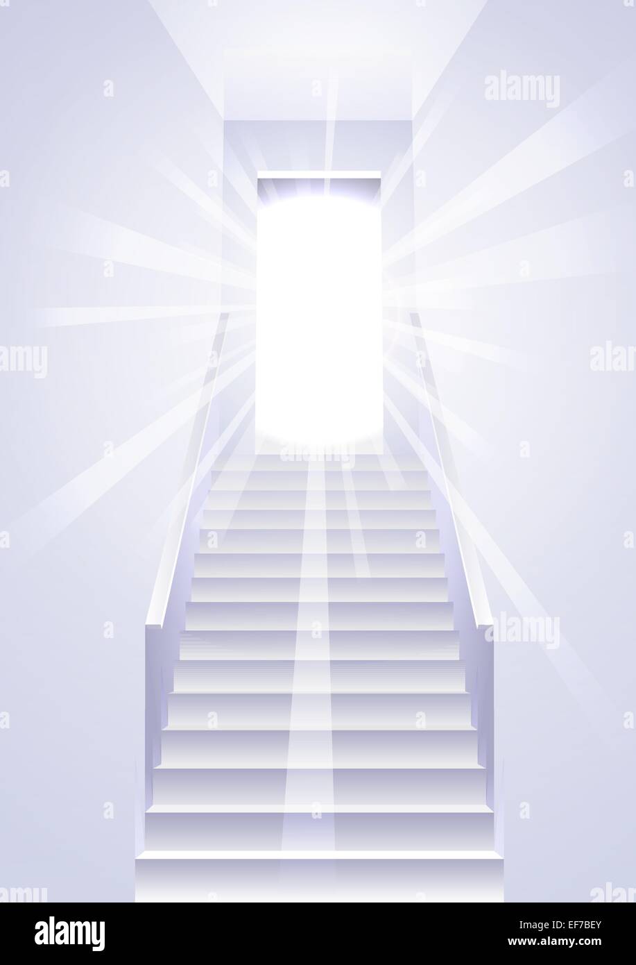 Ascension on a ladder in the white room - concept vector Stock Vector