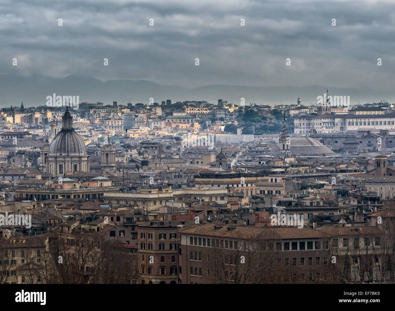 Panorama of Rome, with skyline of Pantheon Stock Photo