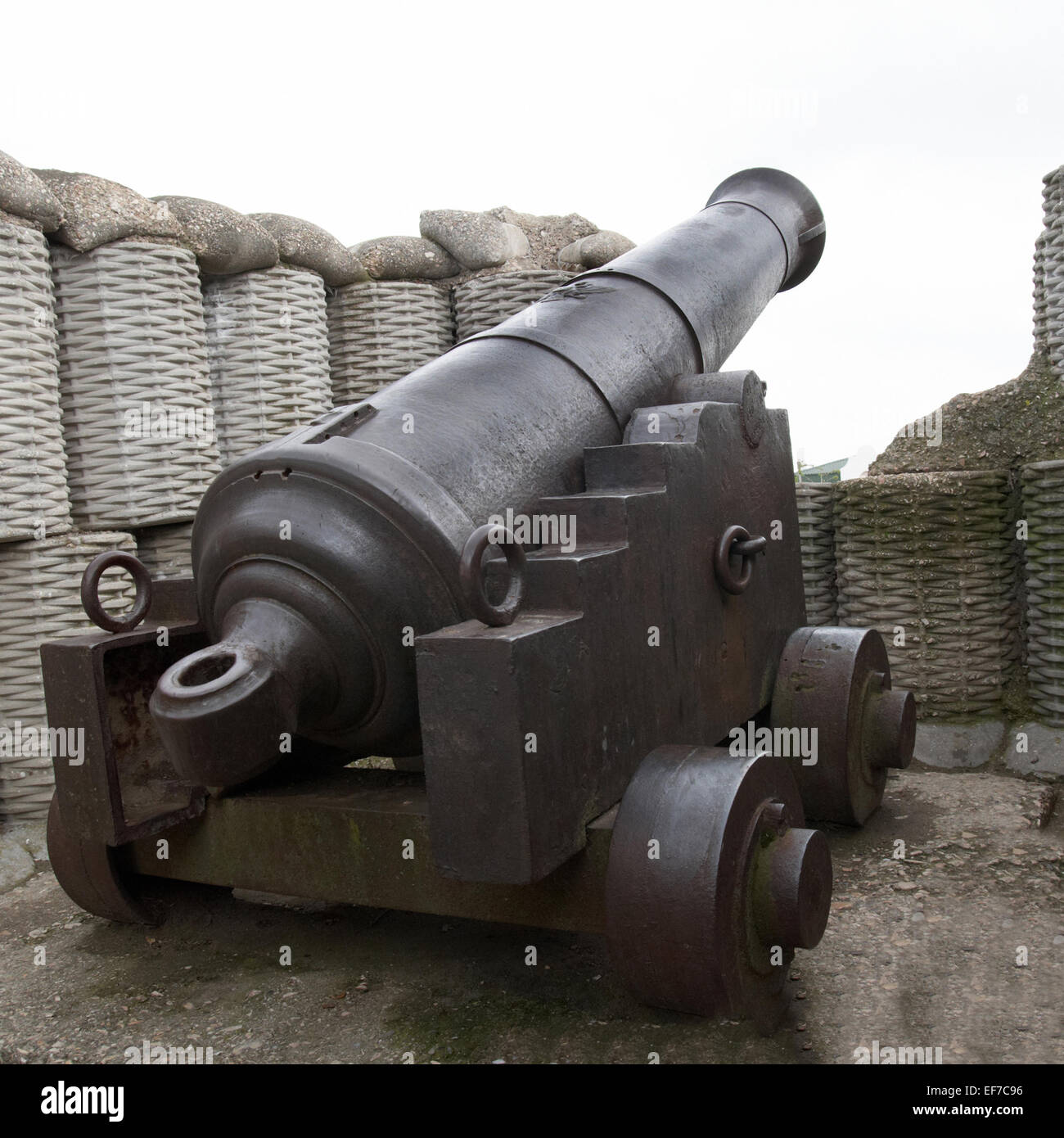 Retro black metal gun in the fortification Stock Photo - Alamy