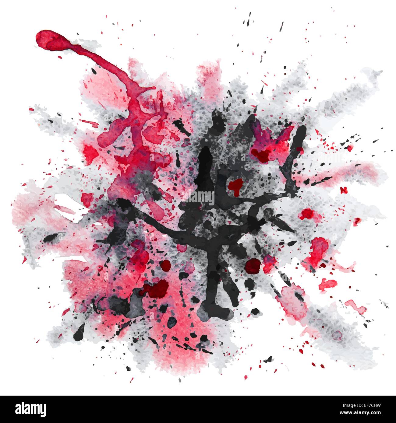 Vector Red and black Grunge Background With Watercolor Splash Stock Vector
