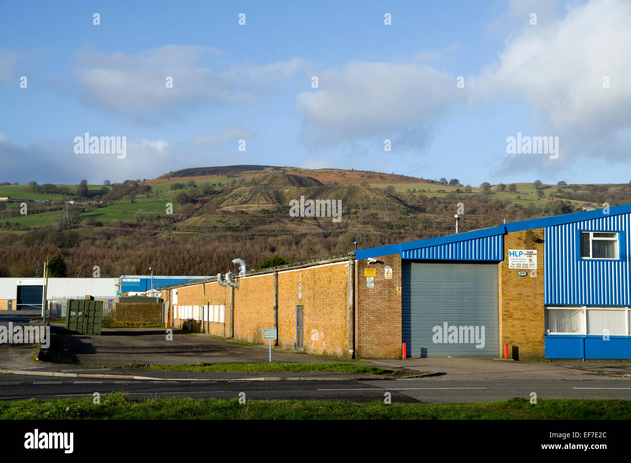 Industrial units, Caerphilly, South Wales, UK. Stock Photo