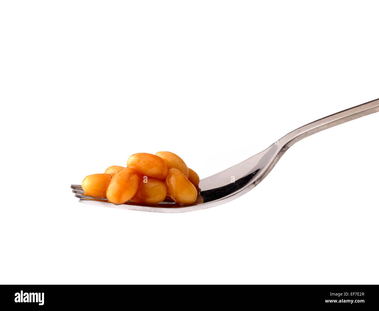 baked beans on fork Stock Photo