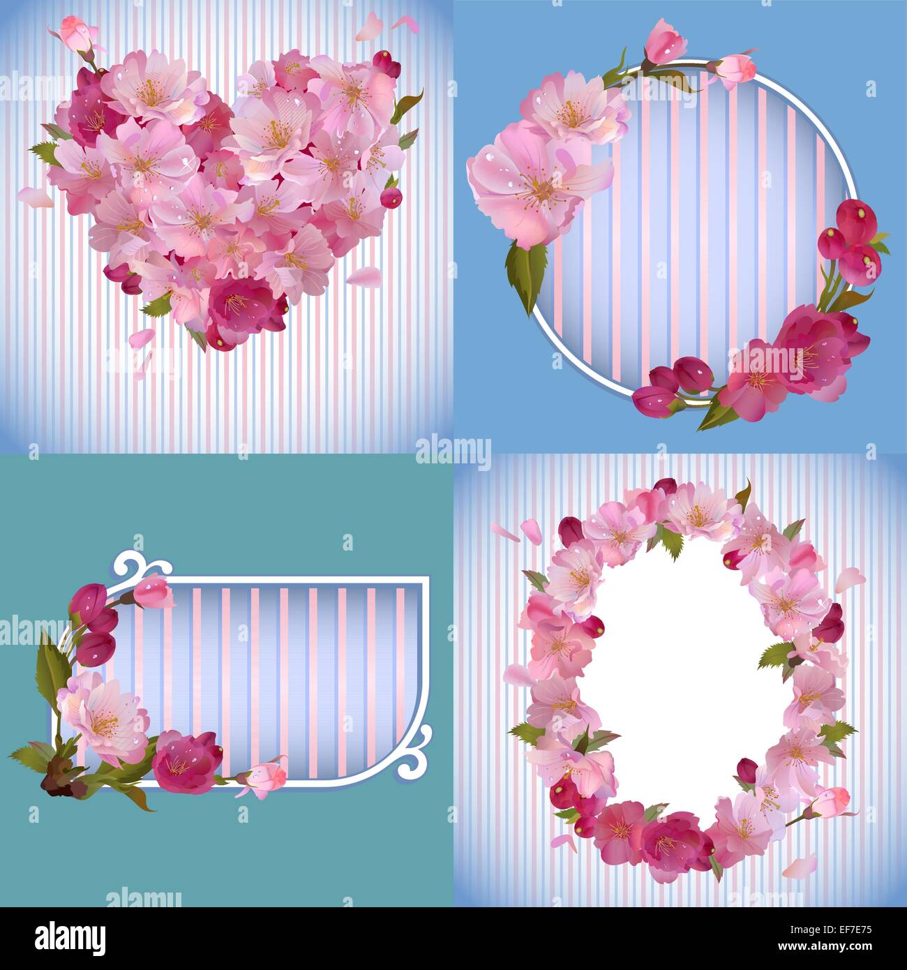 Vector spring gentle banners and cards with beautiful sakura flowers ...