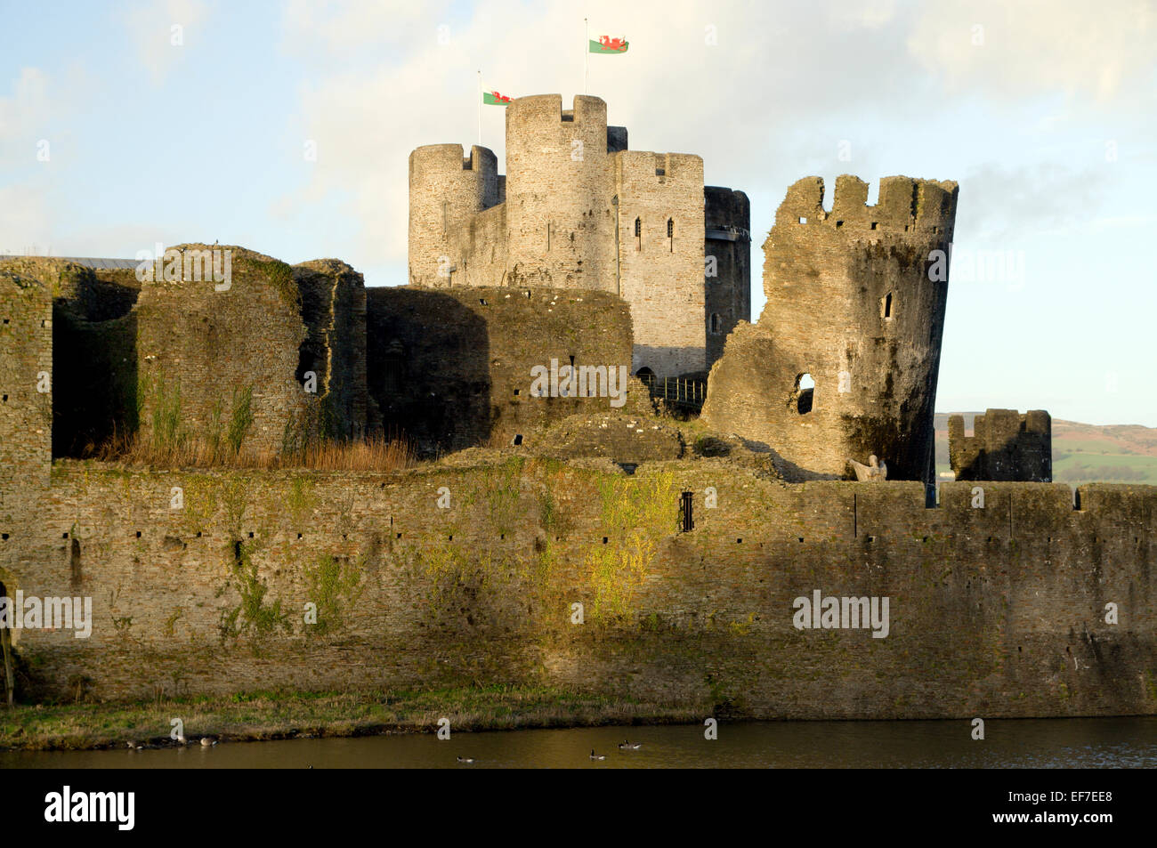 Caerphilly Castle, Caerphilly, South Wales. Stock Photo