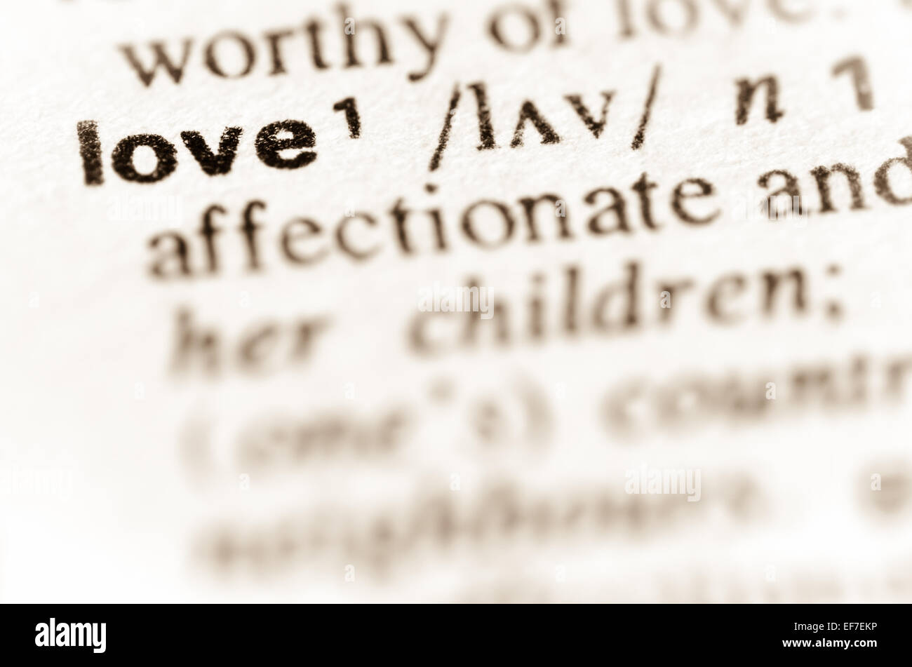 macro of word love definition in dictionary Stock Photo