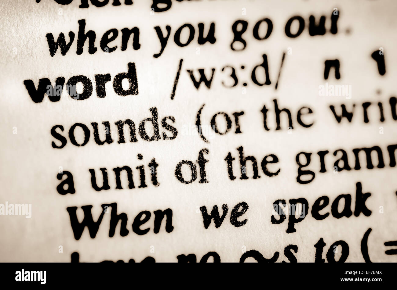 macro of word word definition in dictionary Stock Photo