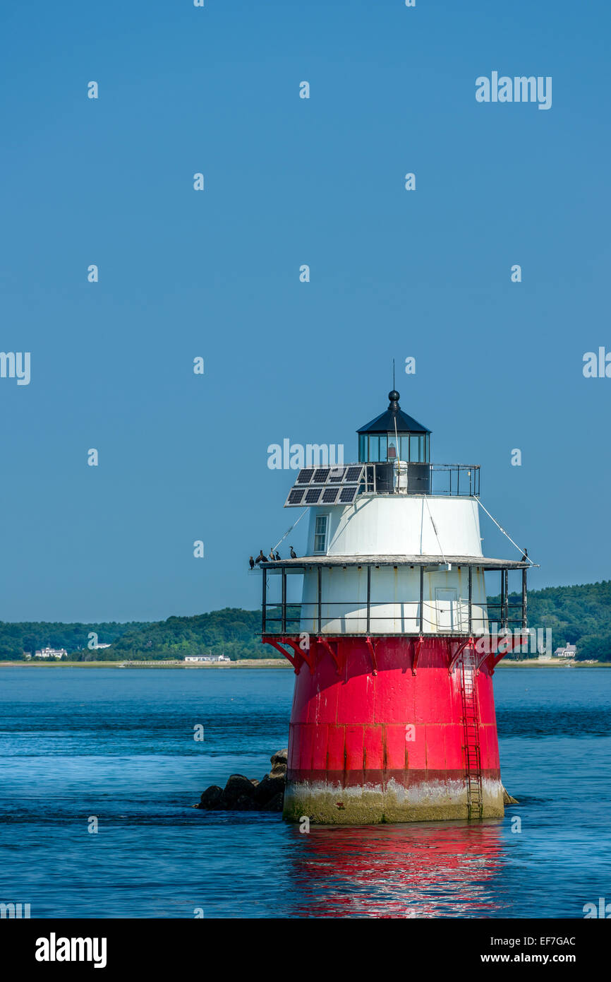 The Duxbury Pier Lighthouse, Duxbury Bay Main Channel off Browns Bank near Plymouth, Massachusetts - USA. Stock Photo