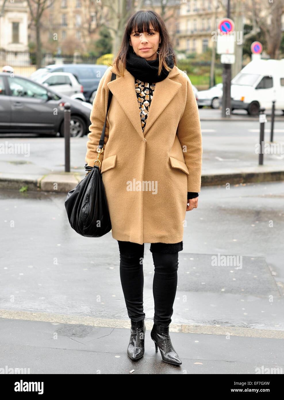 Mathilda May arriving at the Schiaparelli runway show during Paris Haute Couture Fashion Week in Paris - Jan 26, 2015 - Photo: Runway Manhattan/Celine Gaille/picture alliance Stock Photo