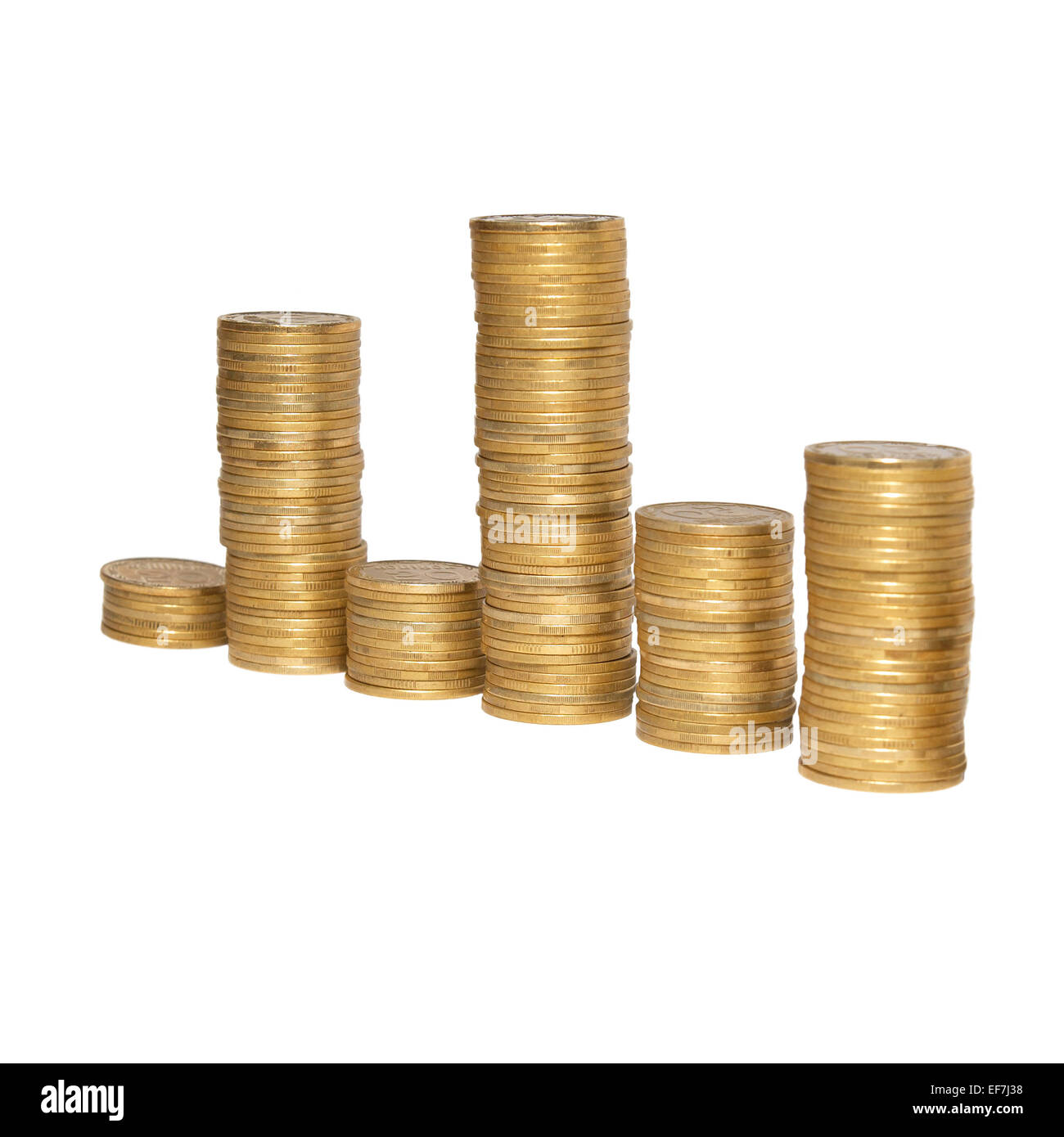 Diagram of golden coins isolated on white Stock Photo - Alamy