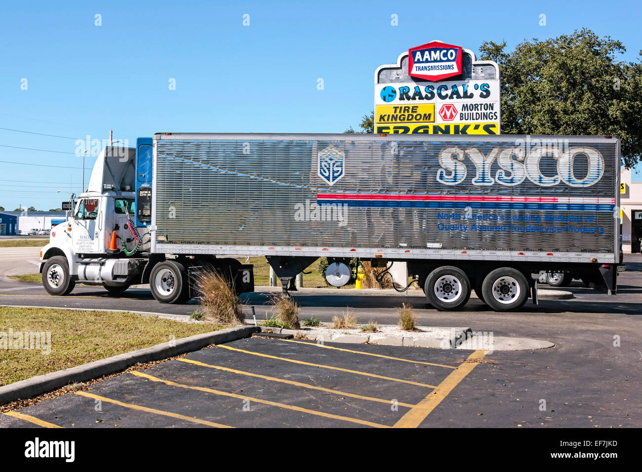 The hub of merchandise distribution in AMerica - The semi tractors and trailer Stock Photo