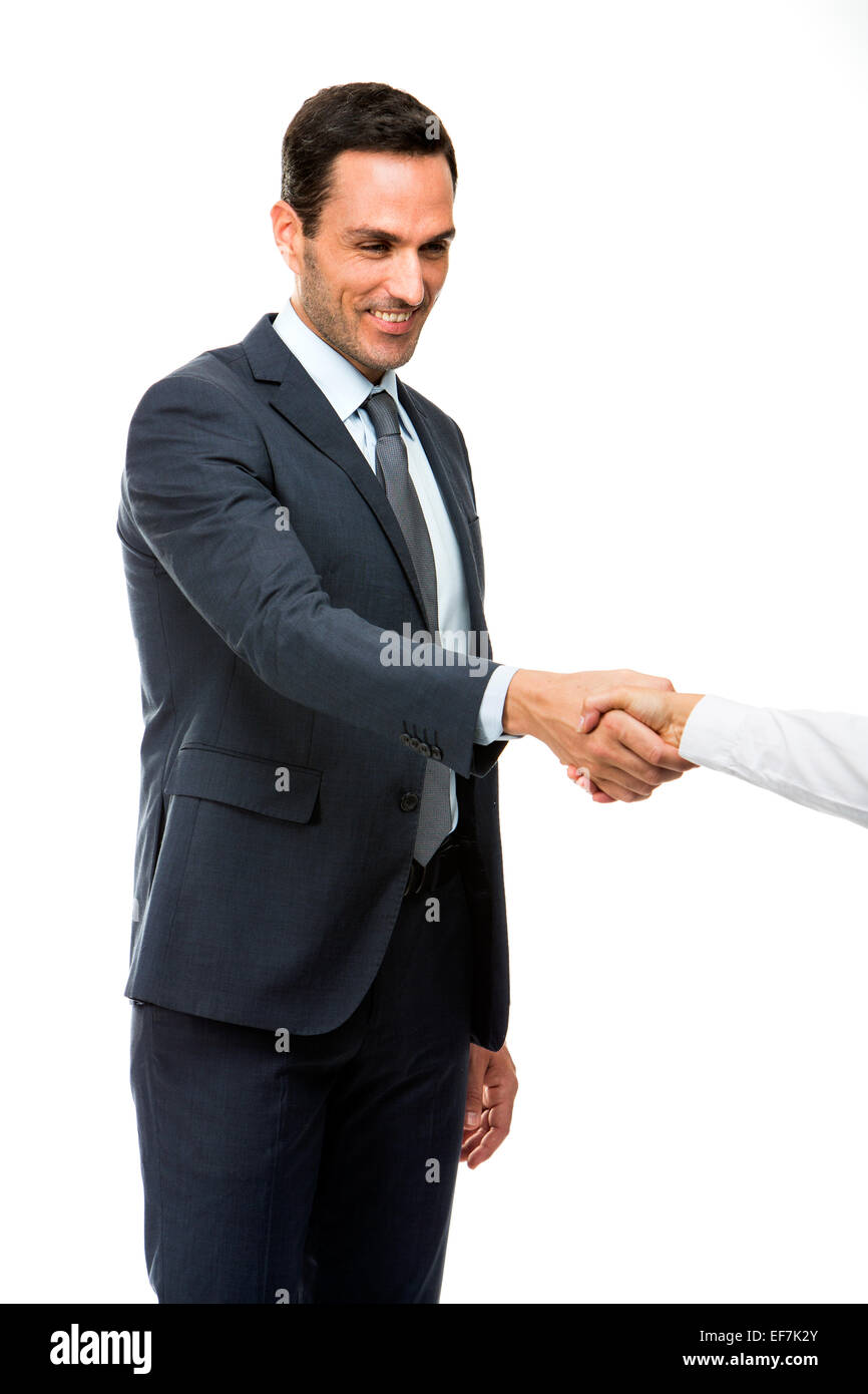 Half length portrait of a businessman smiling and shaking hand Stock Photo