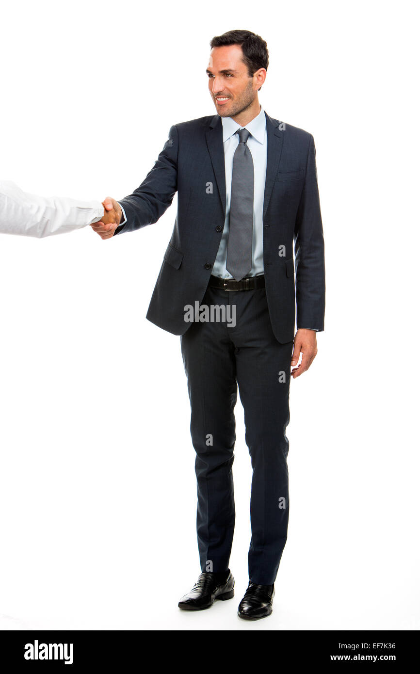 Full length portrait of a businessman smiling and shaking hand Stock Photo