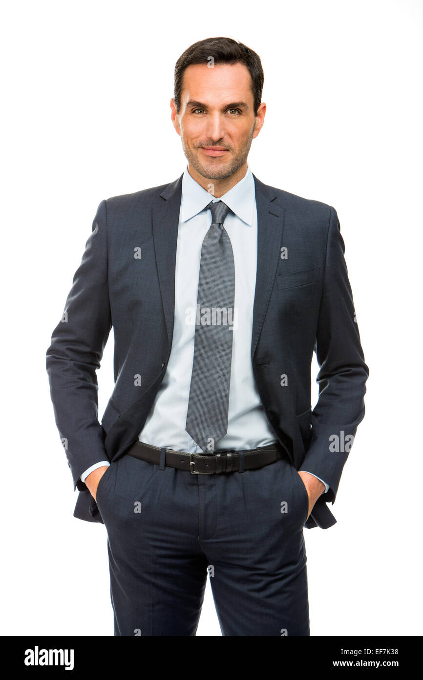 Half length portrait of a businessman with hands in his pockets Stock Photo