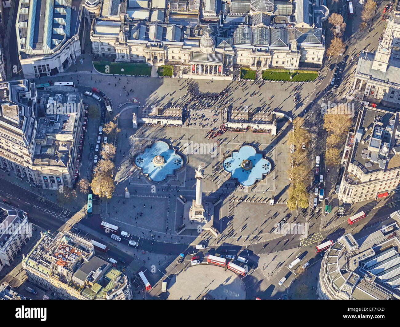 The National Gallery, and Trafalgar Square, Central London Stock Photo