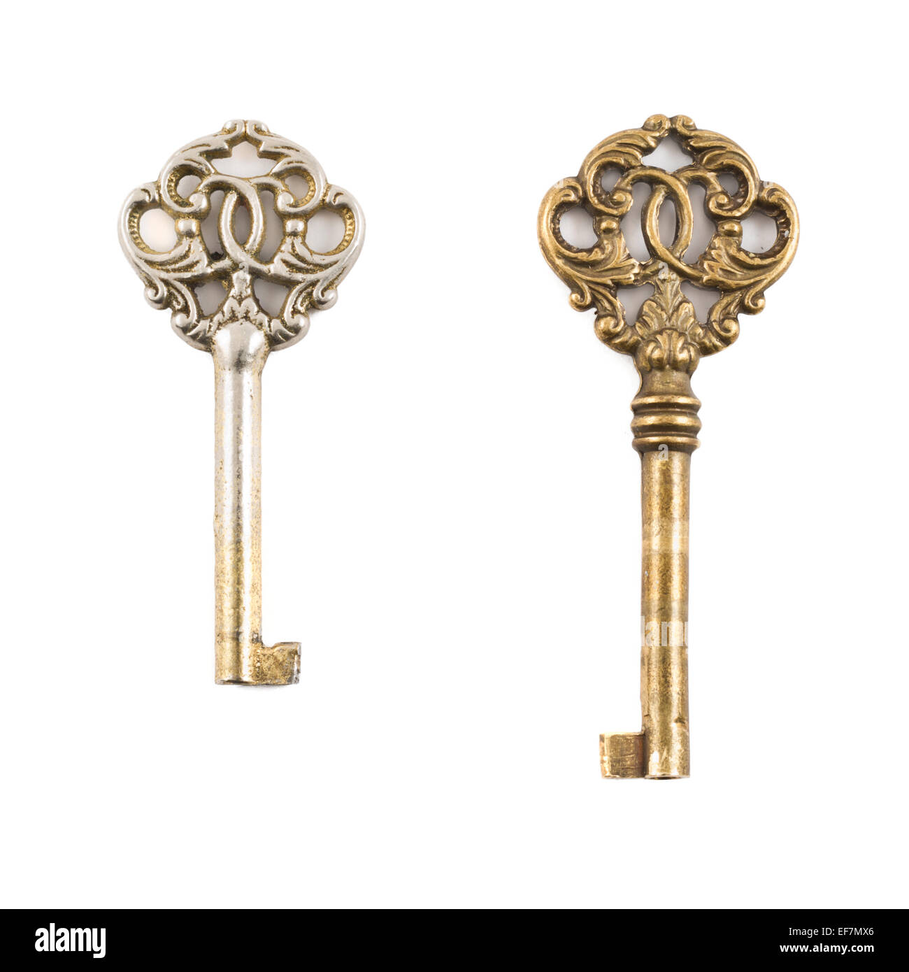 Old decorative metal keys isolated Stock Photo Alamy