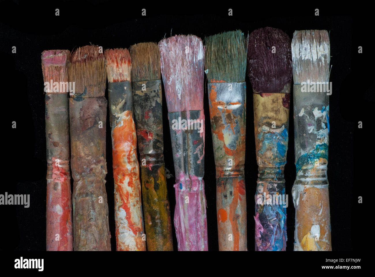 Dried Oil paint on Brushes Stock Photo Alamy