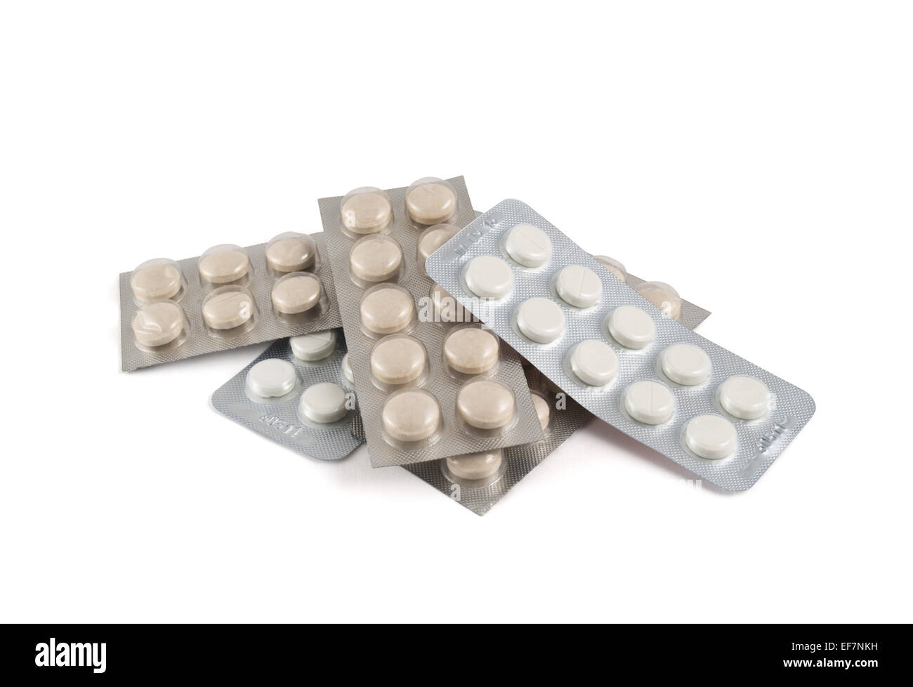 Pile of blister bubble pack pills isolated Stock Photo Alamy